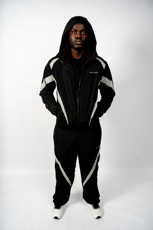 Black & Grey Nylon Tracksuit